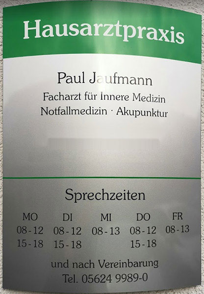 Öffnungszeiten Hausarztpraxis Bad Emstal